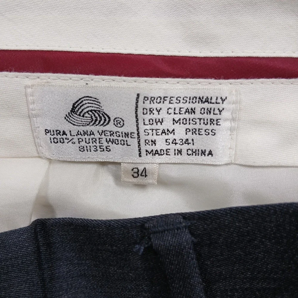 Mark Alexander Gray Pleated Dress Pants Mens 34‎ 100% Wool Cuffed Vintage EUC